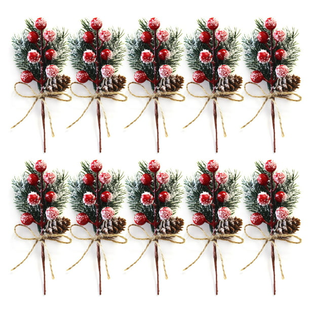 WXJ13 30 Pieces Artificial Pine Branches Christmas Holly Berries Artificial R...